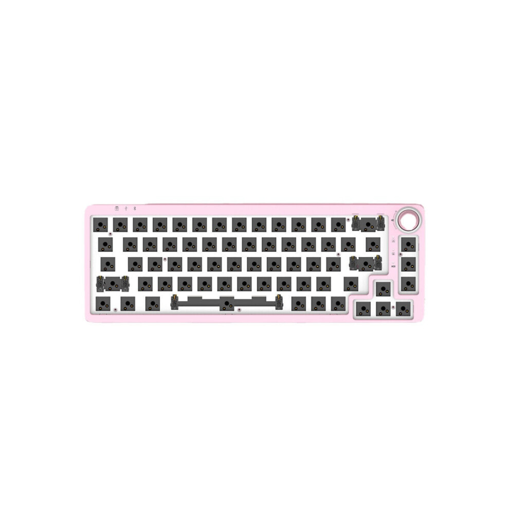 (Pink) 2.4GHz Customized 67 Keys Triple Mode RGB Hot Swappable Keyboard Kit With Rotate Button