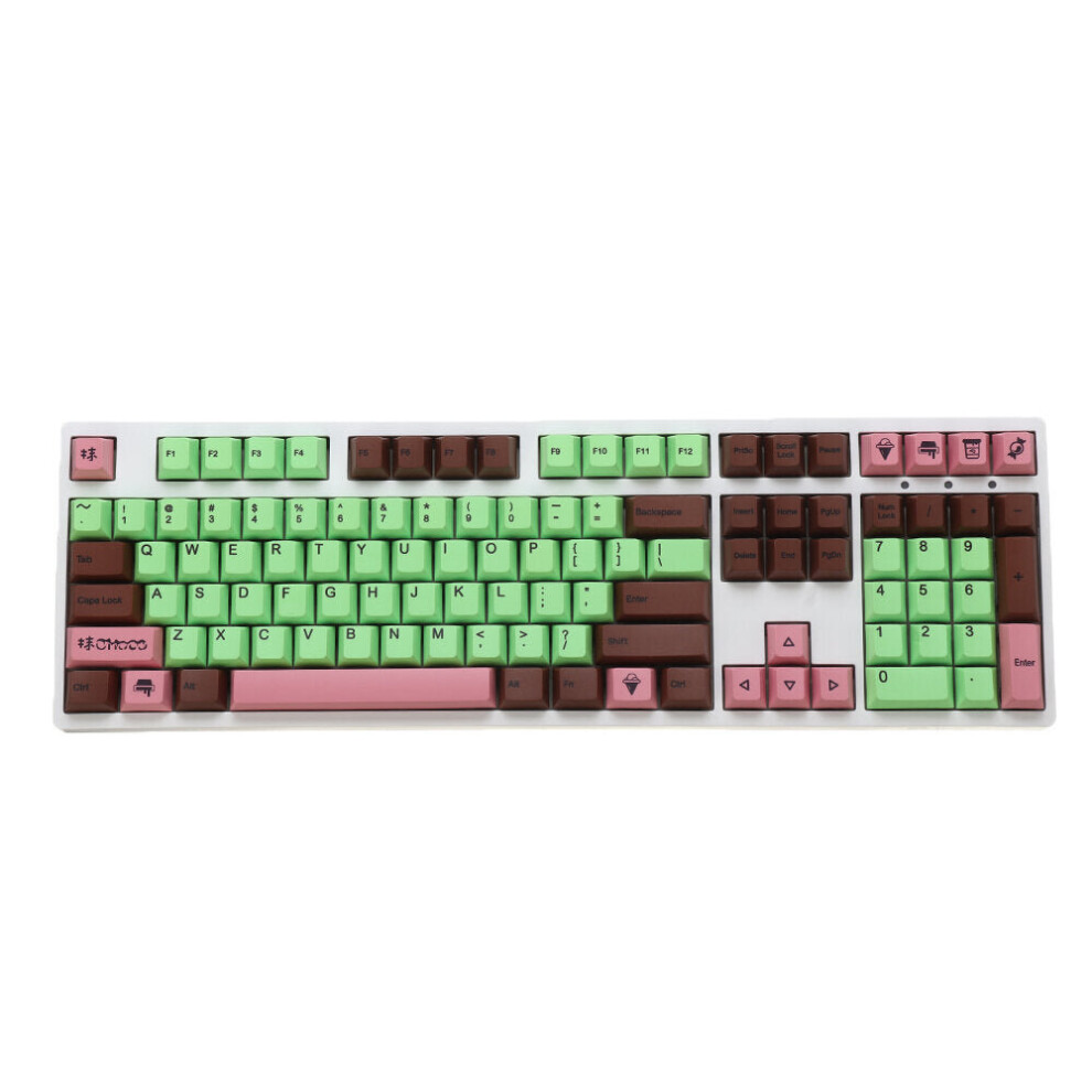 133 Keys Matcha Keycap Set Cherry Profile PBT Sublimation Keycaps for Mechanical Keyboards