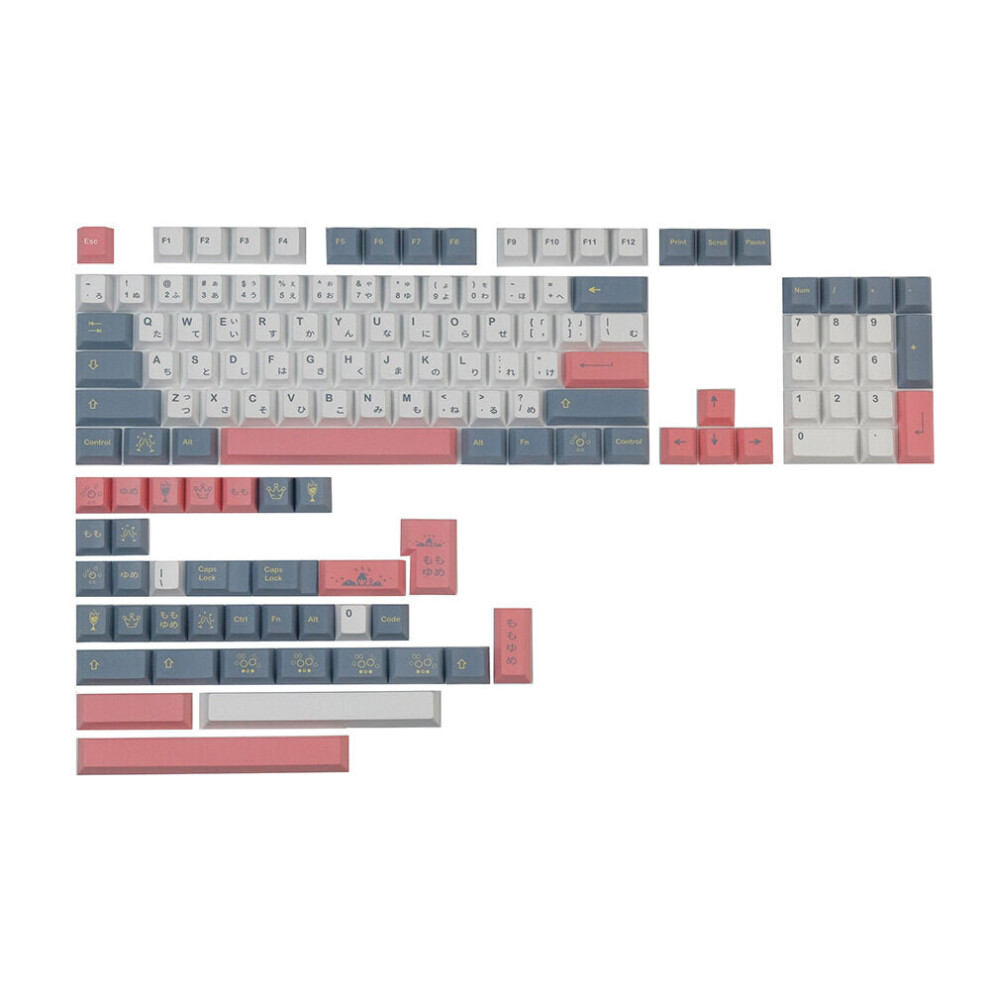 134 Keys Pink&Gray Keycap Set Cherry Profile PBT Sublimation Custom Japanese Keycaps for Mechanical Keyboards