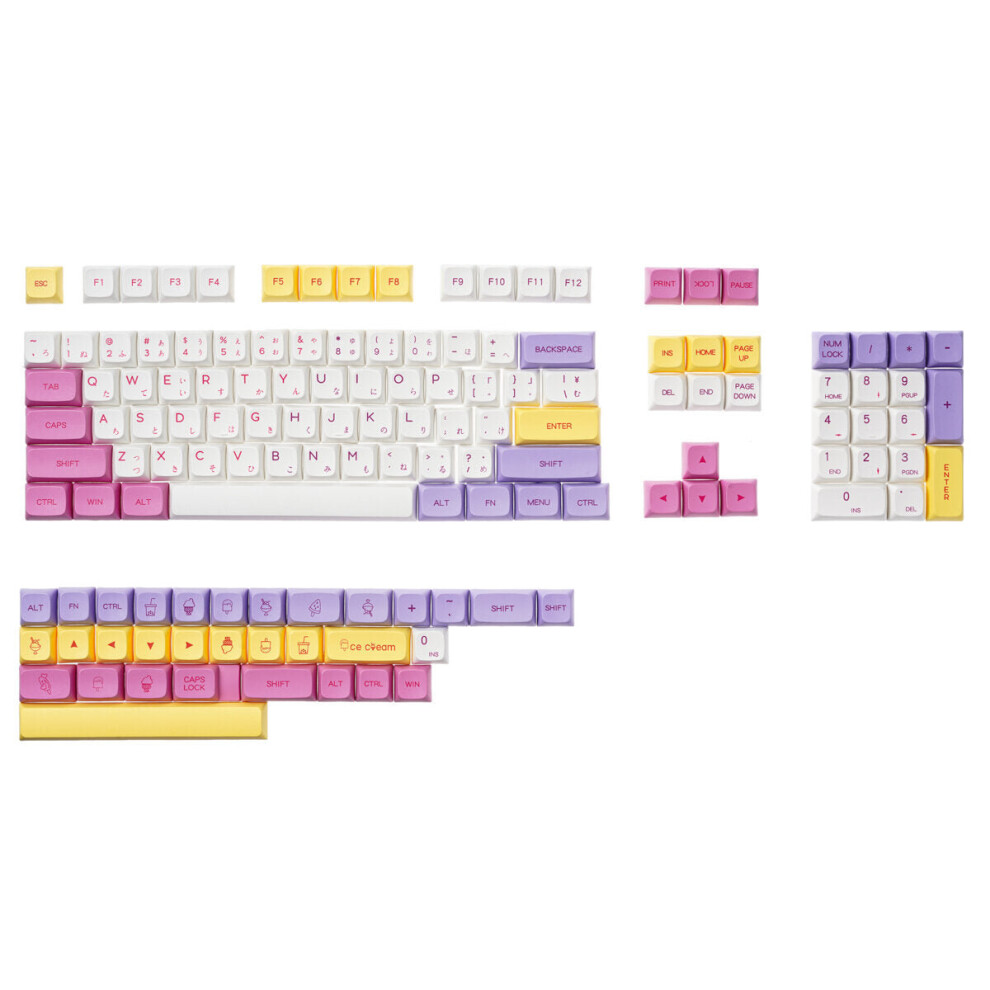 (Japanese) 136 Keys Ice Cream Keycap Set PBT Sublimation XDA Profile English/Japanese Custom Keycaps for Mechanical Keyboard