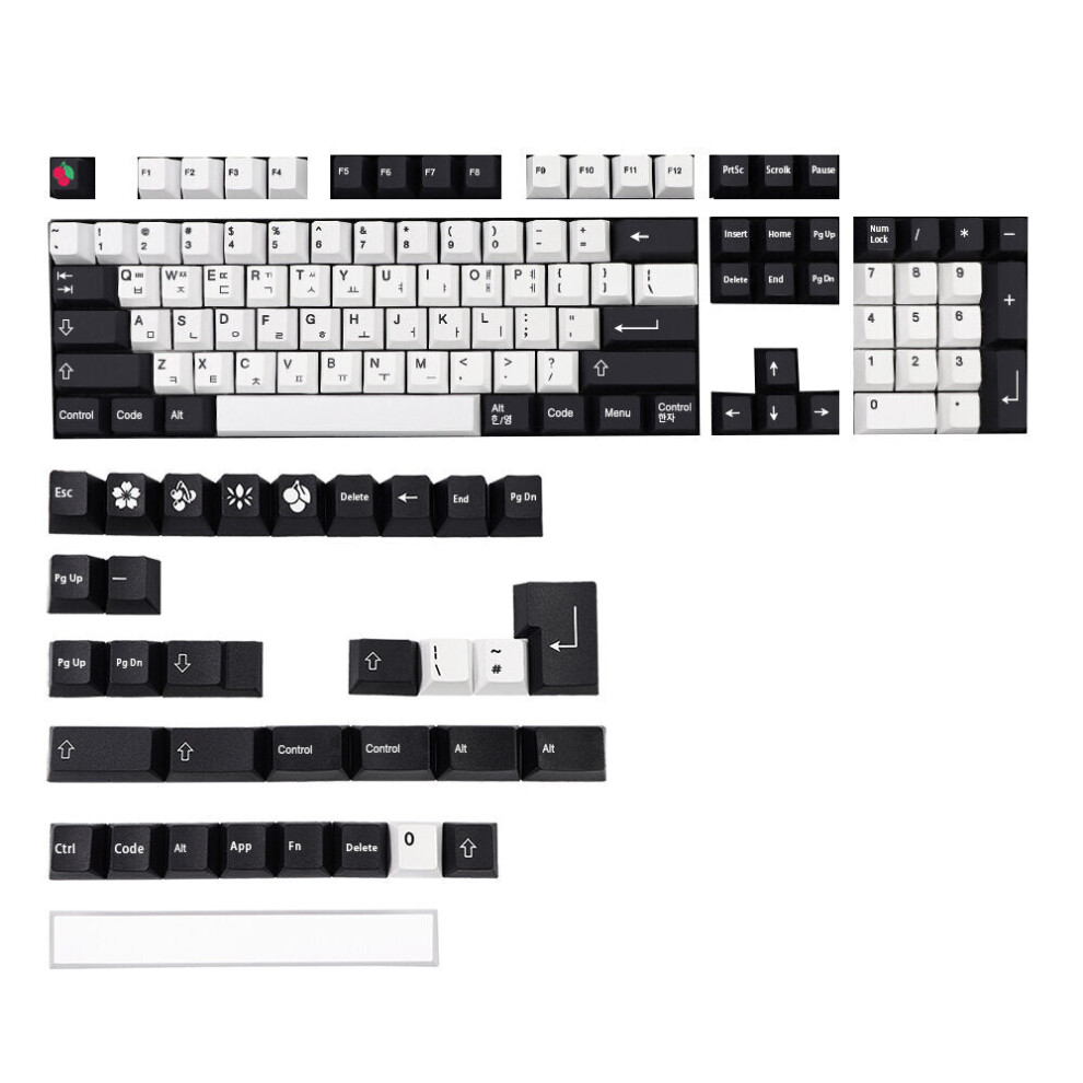 (Korean) 137 Keys Diy Mechanical Keyboards & Pbt Keycap Set German French Korean Spanish Japanese English Sublimation Custom Keycaps Black/White 6112212796931