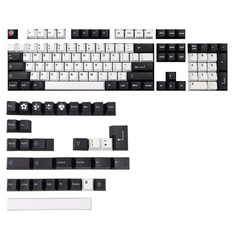 (English) 137 Keys Diy Mechanical Keyboards & Pbt Keycap Set German French Korean Spanish Japanese English Sublimation Custom Keycaps Black/White 6112212796894