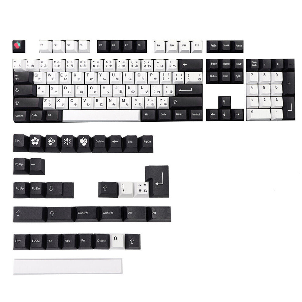 (Japanese) 137 Keys Diy Mechanical Keyboards & Pbt Keycap Set German French Korean Spanish Japanese English Sublimation Custom Keycaps Black/White 6112212796948