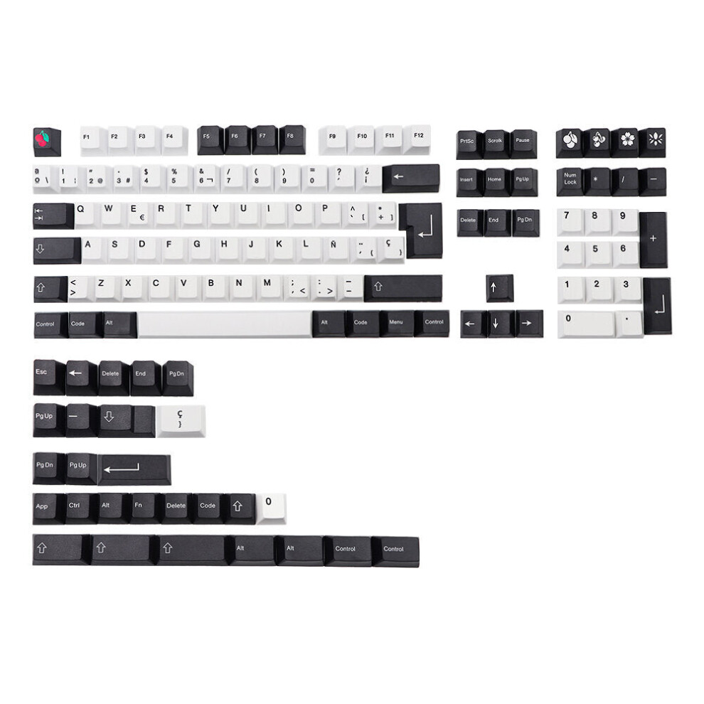 (Spanish) 137 Keys Diy Mechanical Keyboards & Pbt Keycap Set German French Korean Spanish Japanese English Sublimation Custom Keycaps Black/White 6112212796917