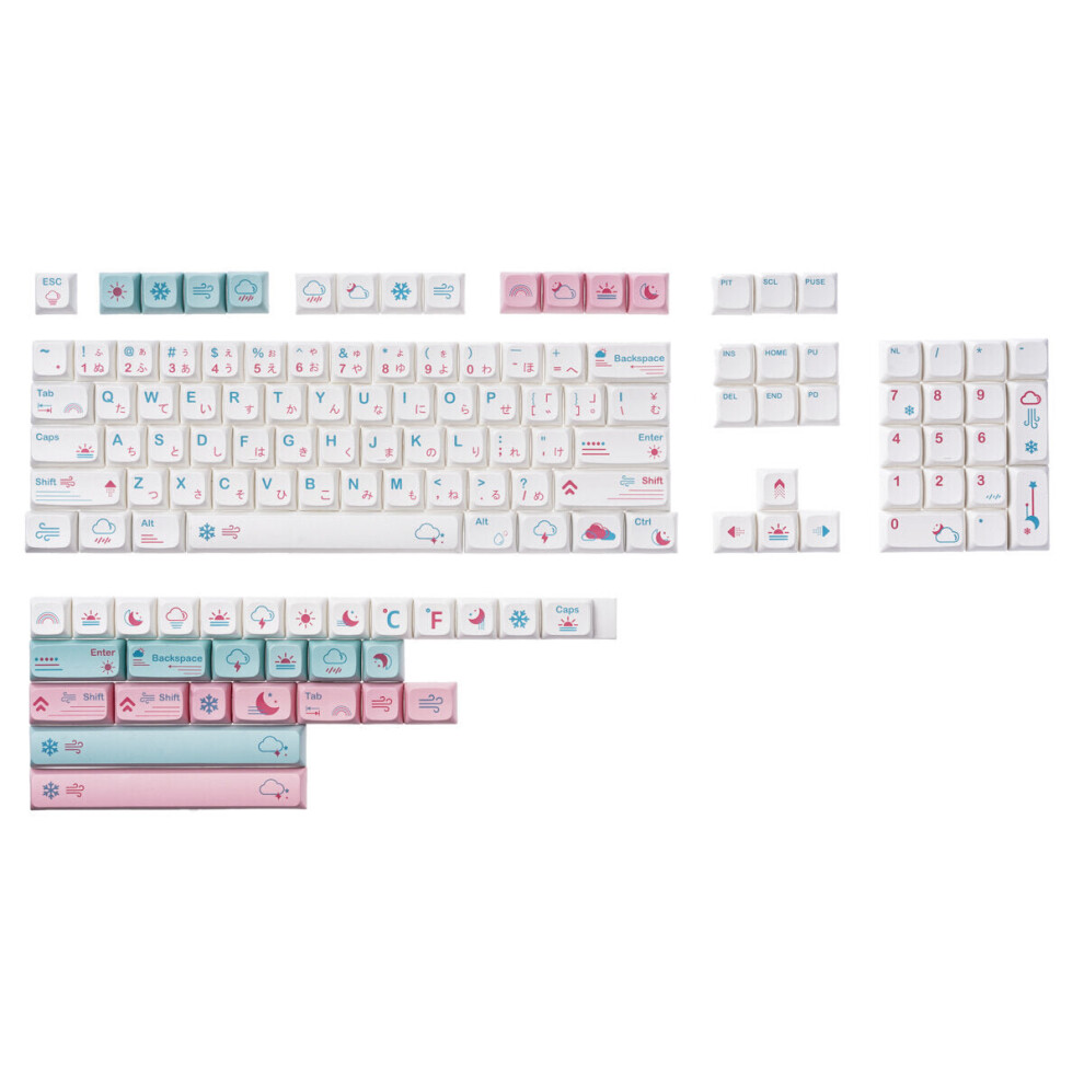 (Japanese) 132 Keys Weather Keycap Set Pbt Sublimation Xda Profile English/Japanese Custom Keycaps For Mechanical Keyboard 6112212797051