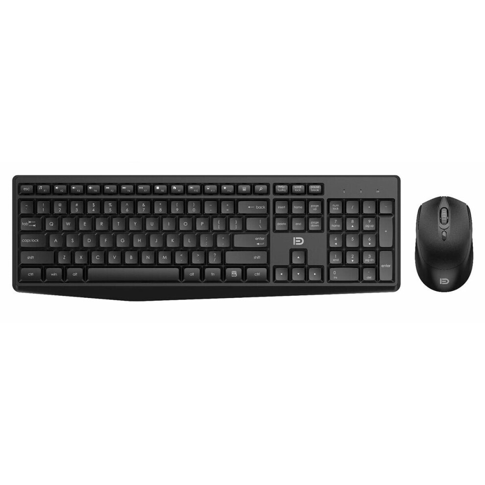 (Black) 2.4G Wireless Keyboard & Mouse Set 106 Keys Business Keyboard 1500DPI 3 Buttons Silent Optical Home Office Mice for Computer Laptop PC