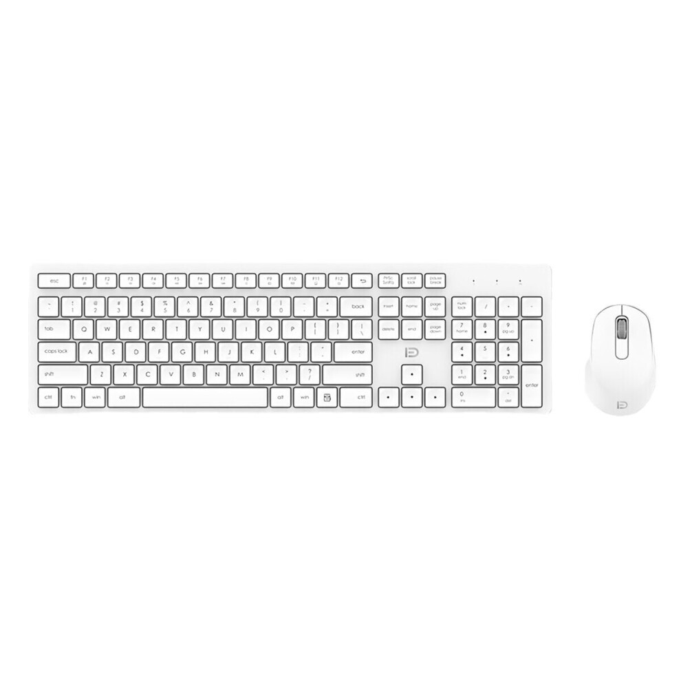 (White) 2.4G Wireless Keyboard & Mouse Set 104 Keys Business Keyboard 1200DPI 3 Buttons Silent Optical Home Office Mice for Computer Laptop PC