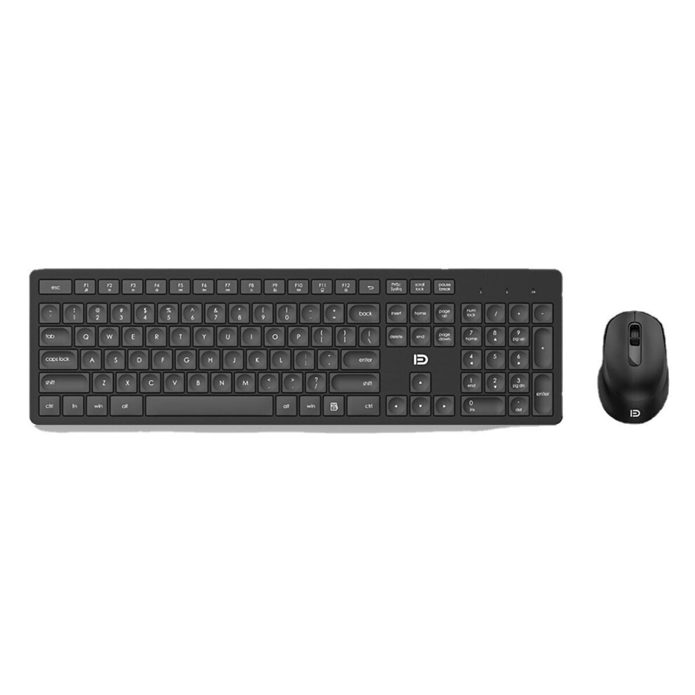 (Black) 2.4G Wireless Keyboard & Mouse Set 104 Keys Business Keyboard 1200DPI 3 Buttons Silent Optical Home Office Mice for Computer Laptop PC