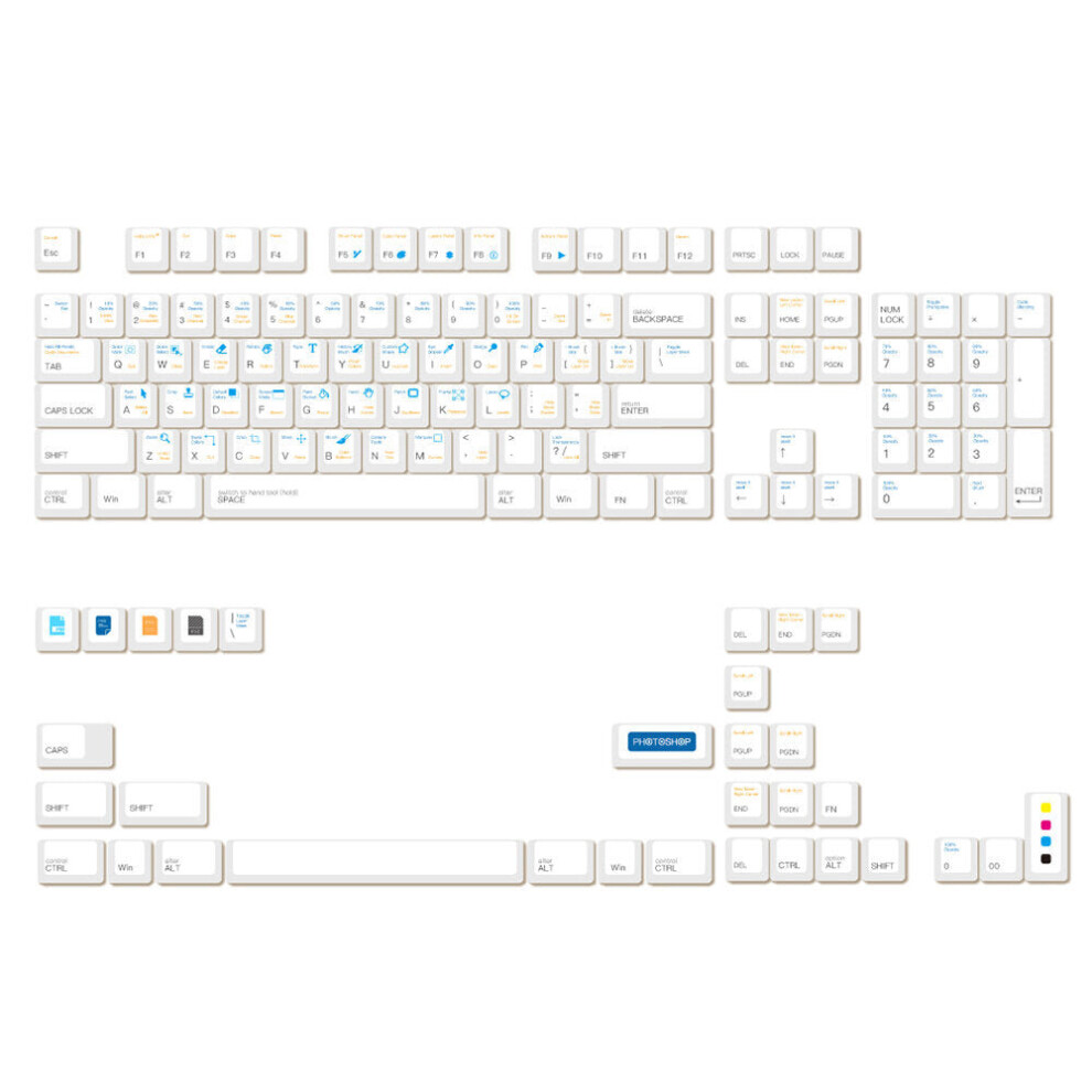 (PS) 134 Keys PS/AI Theme Keycap Set Cherry Profile PBT Sublimation White Keycaps for DIY Mechanical Keyboards