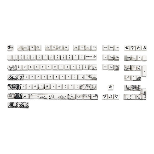 E Ink Key Cap 110 Keys Ink Panda Keycap Set OEM Profile PBT Five-Sided Sublimation ...