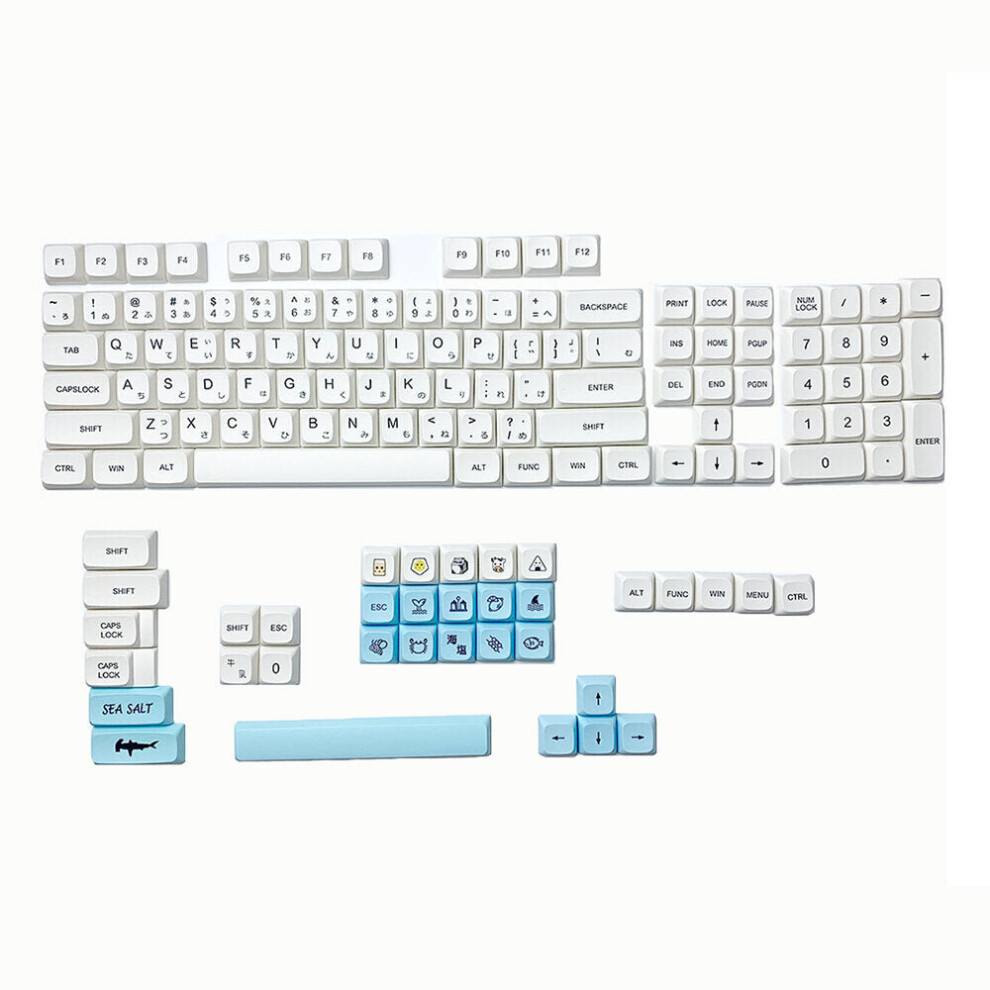 (Japanese) 138 Keys Sea Salt Keycap Set XDA Profile PBT Sublimation Custom Keycaps for Mechanical Keyboards