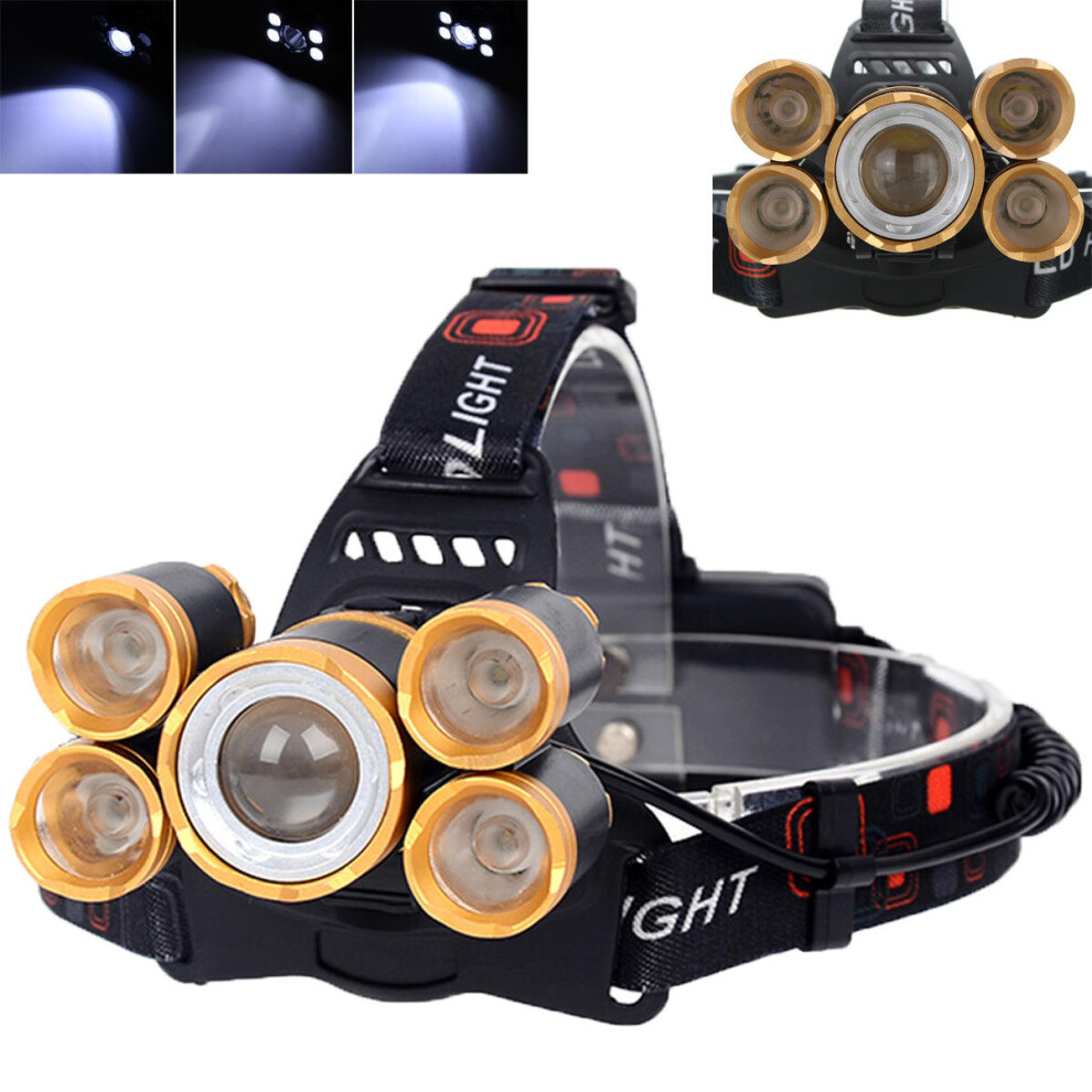 2500 Lumens Bicycle Headlamp 4 Switch Modes T6+ 4XPE White Light Mechanical Zoom