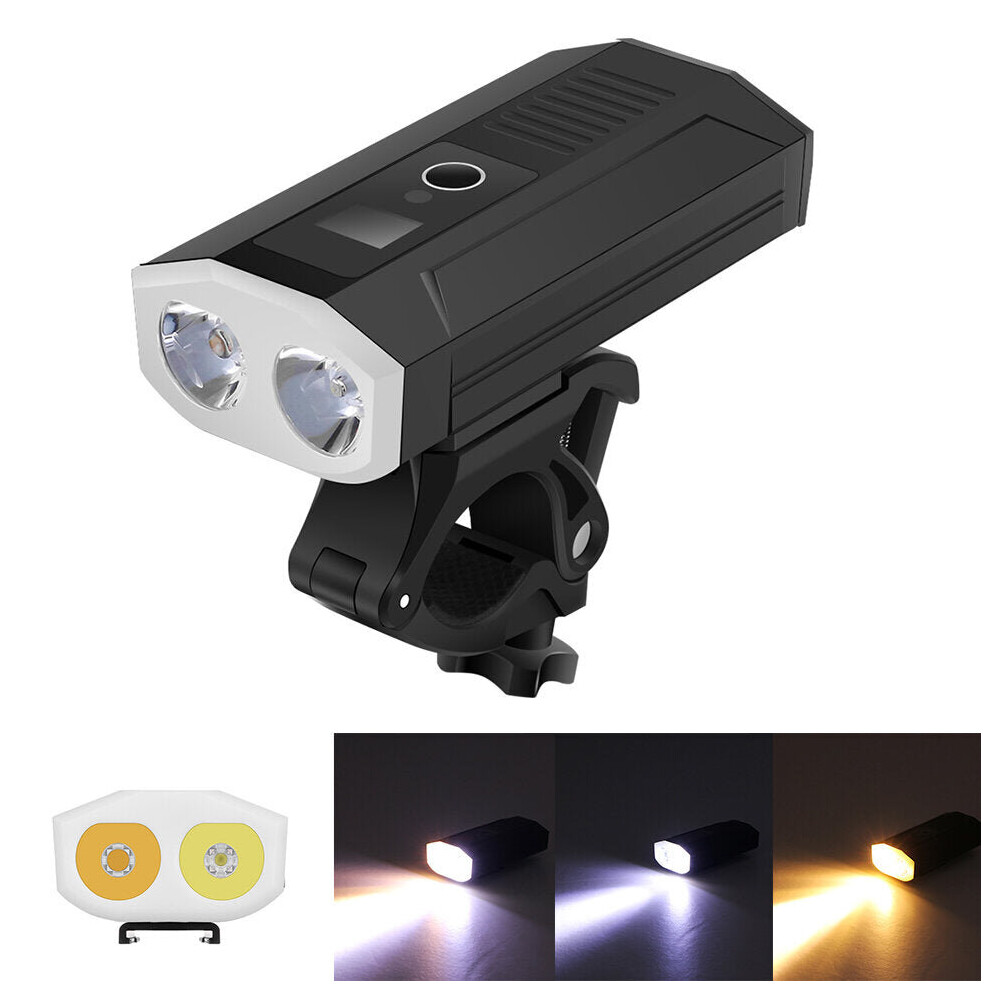 2* L2 1500LM Smart Power Indicator 5200mAh Rechargable Wide Angle IP65 Waterproof Bike Light Power Bank