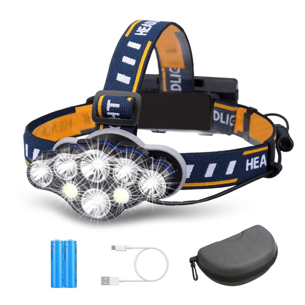 3300LM 8Modes 8LED Rechargeable Headlamp Flashlight Waterproof LED Head Torch with Red Light for Camping Fishing Car Repair