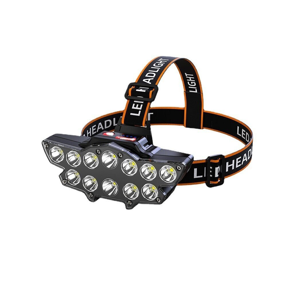 (Black) 12*P90 LED Headlamp USB Rechargeable Long Shoot 4 Modes Bike Head Torch Flashlight Waterproof Camping Fishing