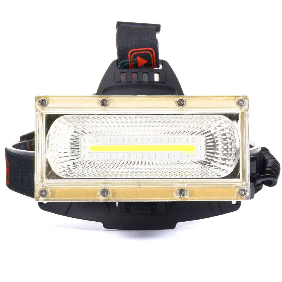 (Gold) 1300LM 30W COB LED Rechargeable 18650 USB Headlamp Cycling Lamp