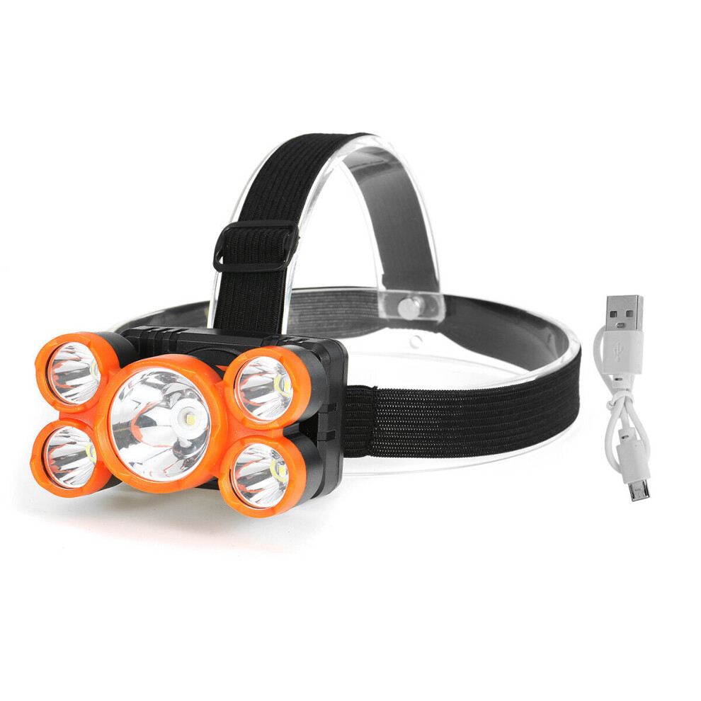 (A) 5LEDs T6+4XPE LED Headlamp Cycling Headlight 4-Modes Fishing Lanterna Outdoor Camping Waterproof Head Torch Lamp