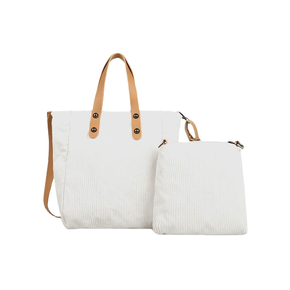 (Pink) 2 PCS Tote Women Large-capacity Strengthen Strap Magnetic Clasp Crossbody Underarm Bag