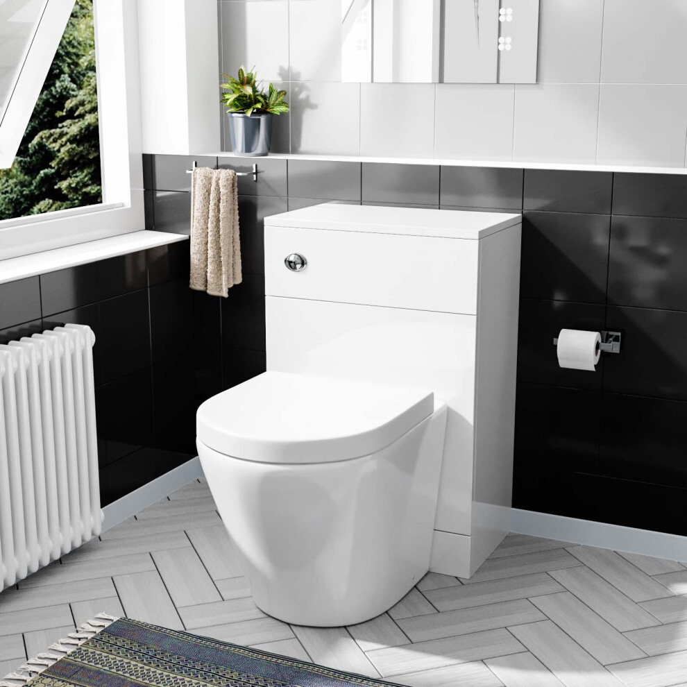 Modern Cloakroom BTW WC Unit Curved Rimless Toilet and Soft Close Seat | Eddie