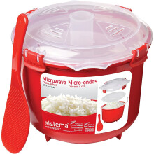Sistema Microwave Rice Cooker | 2.6 L | Dishwasher Safe Small Rice Cooker | BPA-Free | Red