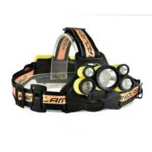 (Yellow) 1700LM Telescopic Zoom 18650 USB Rechargeable 5 Modes Headlamp with SOS Help Whistle