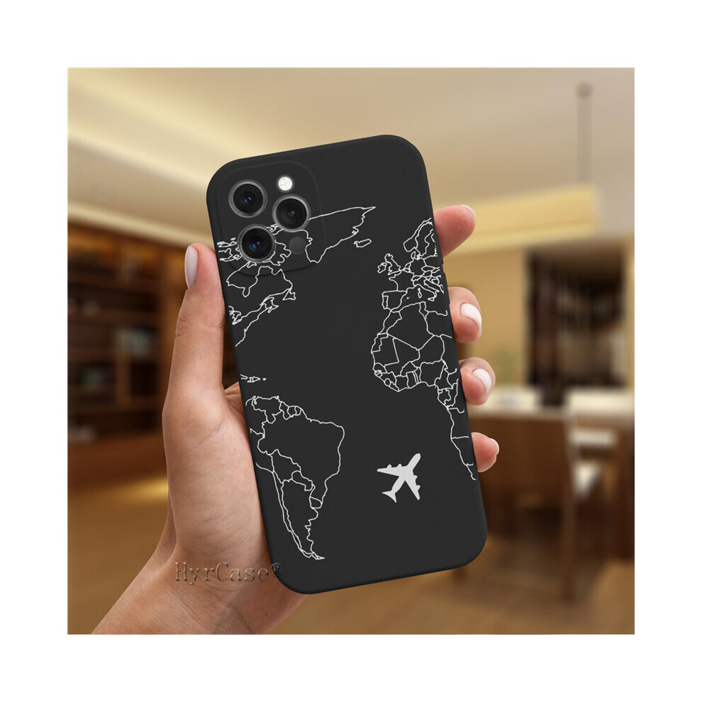 (iPhone 13 Mini) For iPhone Cover Fashion Luxury Popular Planes World Map Travel Silicone Case