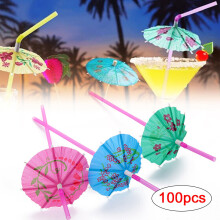 Cocktail Drink Straw Umbrella Tropical Hawaiian Birthday Party Supplies