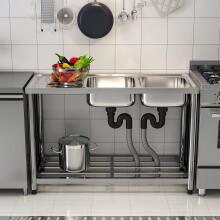 Stainless Steel 2 Compartments Commercial Sink with Drainboard