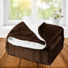 (Coffee Brown, King: 200 X 240 CM) Sherpa Fleece Blanket Bed Mink Sofa Throw 2 Layer Reversible Travel Blanket