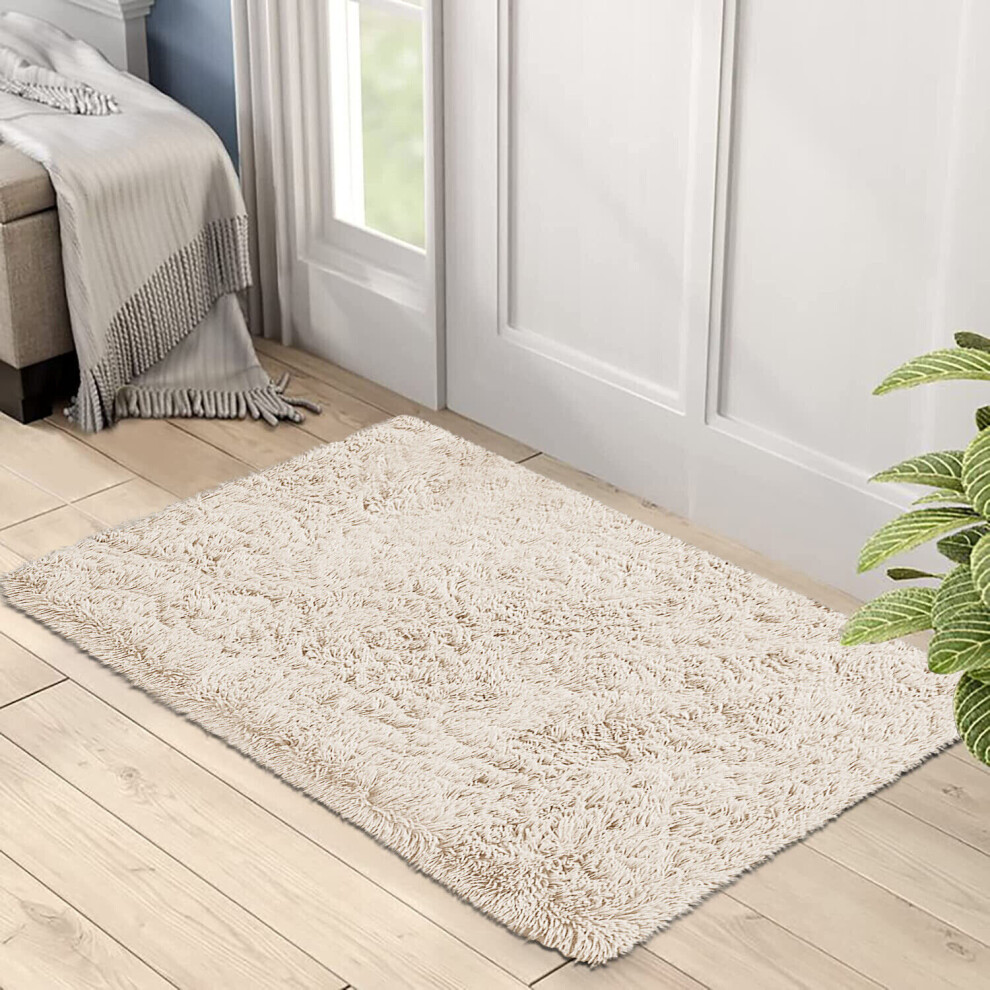 Imperial Rooms (60Cm X 110Cm (2Ft X 3Ft 7"), Shaggy Rugs) Fluffy Rug Non-Slip Shaggy Rugs Living Room Carpet Cream