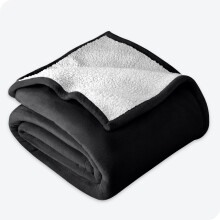 (Black, Single: 130 X 150 CM) Sherpa Fleece Blanket Bed Mink Sofa Throw 2 Layer Reversible Travel Blanket