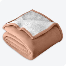(Beige Camel, Single: 130 X 150 CM) Sherpa Fleece Blanket Bed Mink Sofa Throw 2 Layer Reversible Travel Blanket