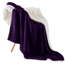 (Purple, Double: 150 X 200 CM ) Sherpa Fleece Blanket Bed Mink Sofa Throw 2 Layer Reversible Travel Blanket