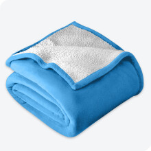 (Sky Blue, Single: 130 X 150 CM) Sherpa Fleece Blanket Bed Mink Sofa Throw 2 Layer Reversible Travel Blanket