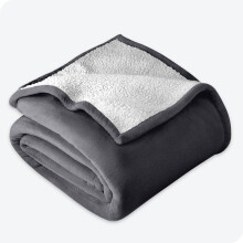 (Grey, Single: 130 X 150 CM) Sherpa Fleece Blanket Bed Mink Sofa Throw 2 Layer Reversible Travel Blanket