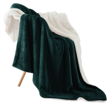 (Emerald Green, Double: 150 X 200 CM ) Sherpa Fleece Blanket Bed Mink Sofa Throw 2 Layer Reversible Travel Blanket