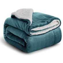 (Emerald Green, Single: 130 X 150 CM) Sherpa Fleece Blanket Bed Mink Sofa Throw 2 Layer Reversible Travel Blanket