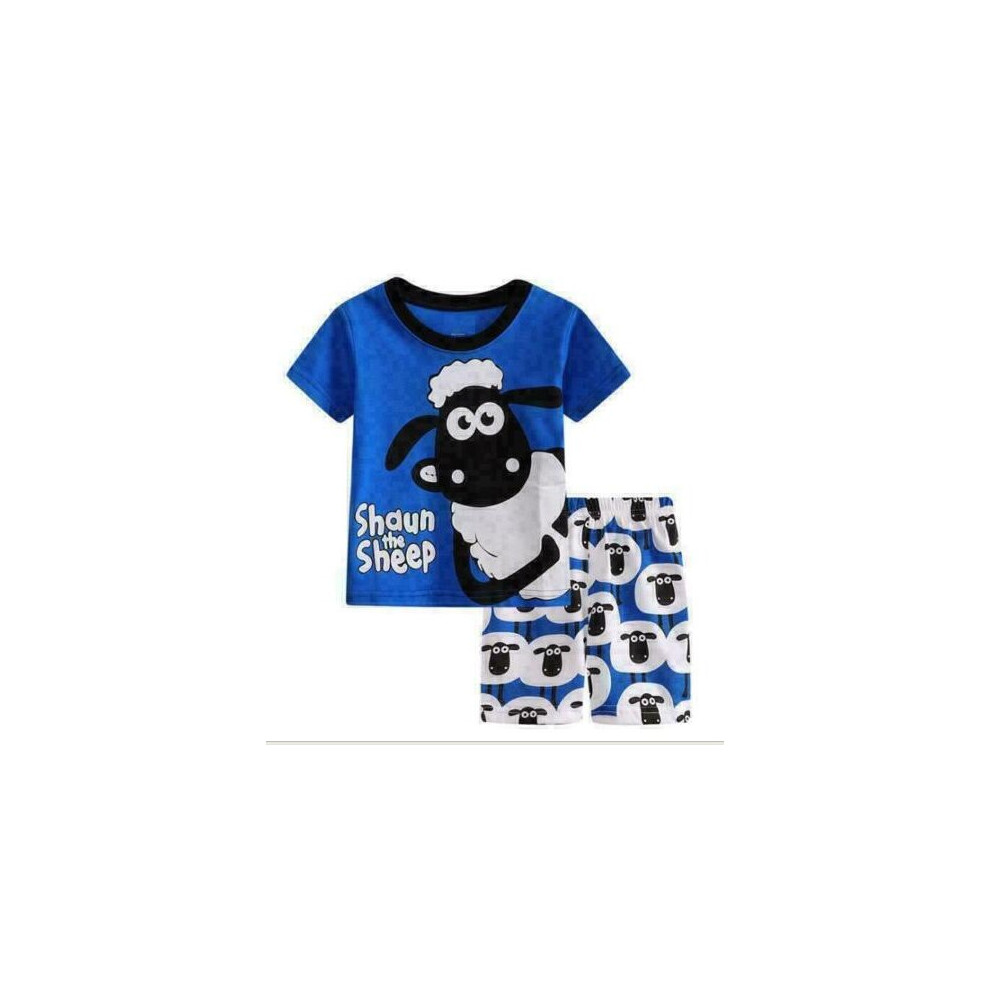 (#3 Blue Shaun The Sheep Pyjamas Set, 100/3-4Y) Kids Boys Girls Super Mario Pyjamas Short Sleeve T-Shirt Shorts Set 1-7Years UK