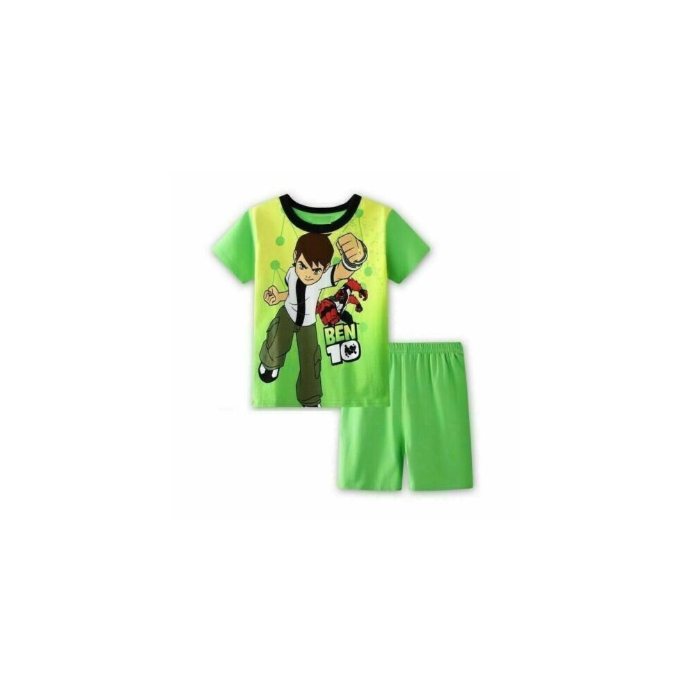 (#25 Green Ben 10 Pyjamas Set, 100/3-4Y) Kids Boys Girls Super Mario Pyjamas Short Sleeve T-Shirt Shorts Set 1-7Years UK