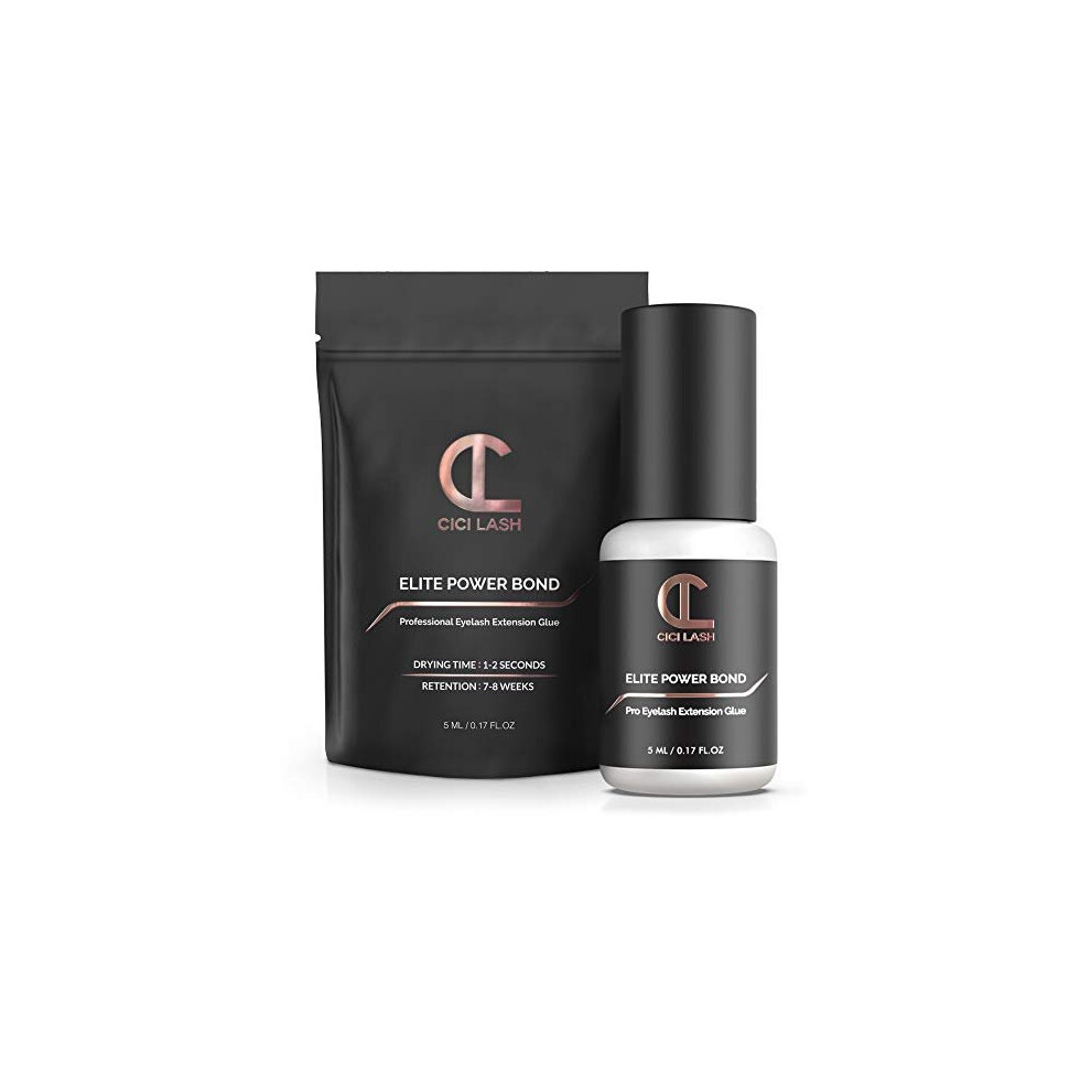 Cici Lash Elite Power Eyelash Extension Glue For Professionals - Maximum 8 Week Retention / 1-2 Second Drying Time Semi Permanent Individual/Volume Lash Extens