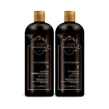 G.HAIR Kit de Tratamiento de Keratina Marroquí Suavizante (2 Pasos) 33.8oz / 1L cada uno