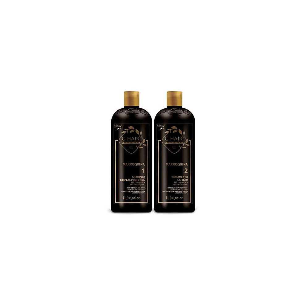 G.HAIR Moroccan Smoothing Keratin Treatment Kit (2 Steps) 33.8oz / 1L each