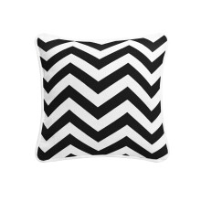 (Chevron Black) Premium Chevron Cushion Covers 100% Cotton Zigzag Wave Designer Inspired Decorative Cushion Covers Size 18x18''