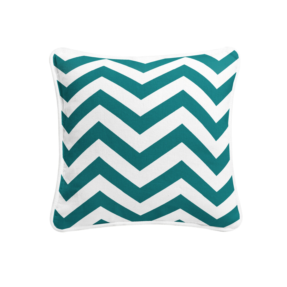 (Chevron Teal) Premium Chevron Cushion Covers 100% Cotton Zigzag Wave Designer Inspired Decorative Cushion Covers Size 18x18''