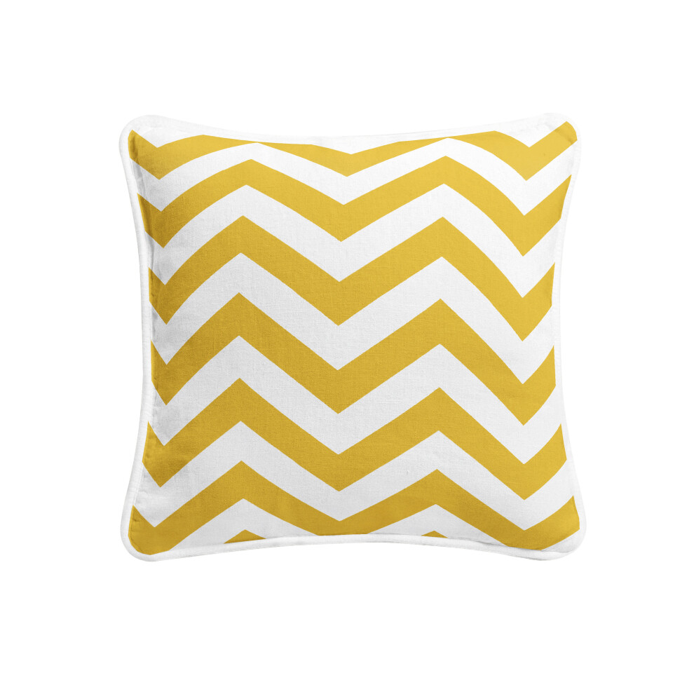 (Chevron Mustard) Premium Chevron Cushion Covers 100% Cotton Zigzag Wave Designer Inspired Decorative Cushion Covers Size 18x18''