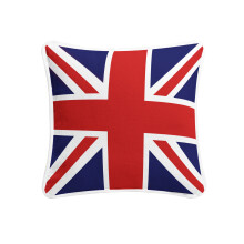 (Red & Blue) British Flag/Union Jack Design 100% Cotton Cushion Cover. Home Decor Sofa Square Shape Pillowcase Only 45x45cm.