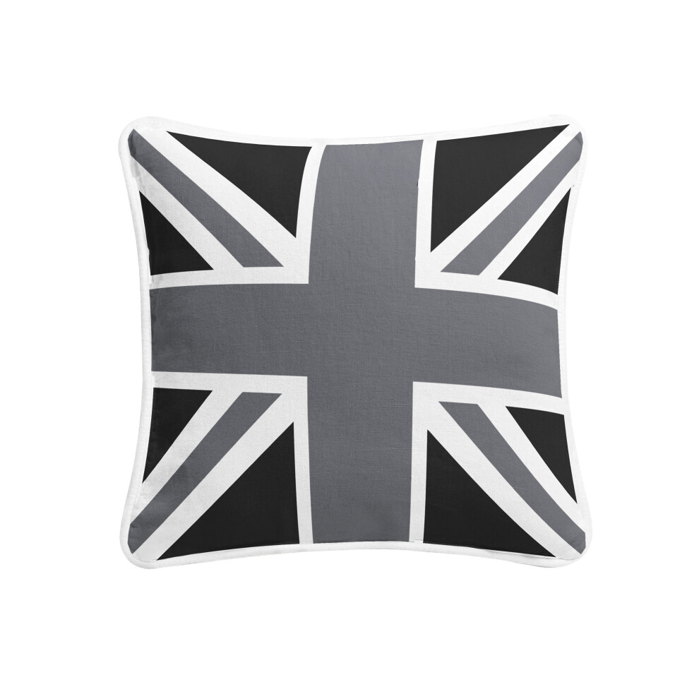 (Union Jack Cushion Cover 18x18''(Grey & White)) British Flag/Union Jack Design 100% Cotton Cushion Cover. Home Decor Sofa Square Shape Pillowcase Onl