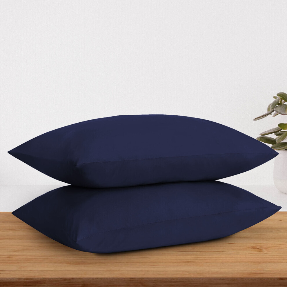 (Navy, Pillow Case Only) Extra Deep 40CM Fitted Sheet Bed Sheets Single Double King