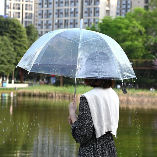 Clear Large Dome See Through Umbrella Lightweight And Strong PVC Construction 1
