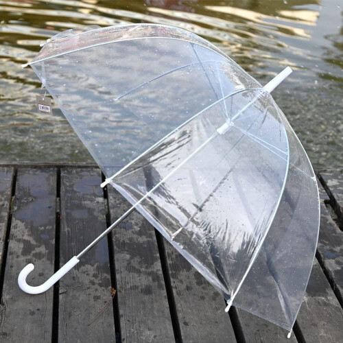 Clear Large Dome See Through Umbrella Lightweight And Strong PVC Construction 2